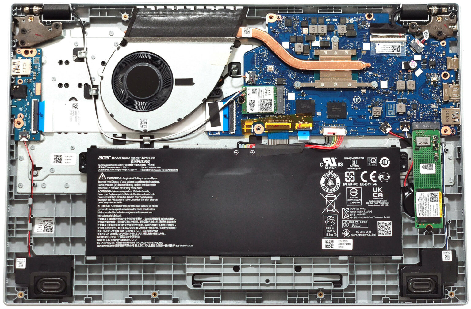 Internal Photo of Acer A515-58M, N23C3, A315-510p-24P, N23Q11, US keyboard with palmrest (ACER A315-510P)